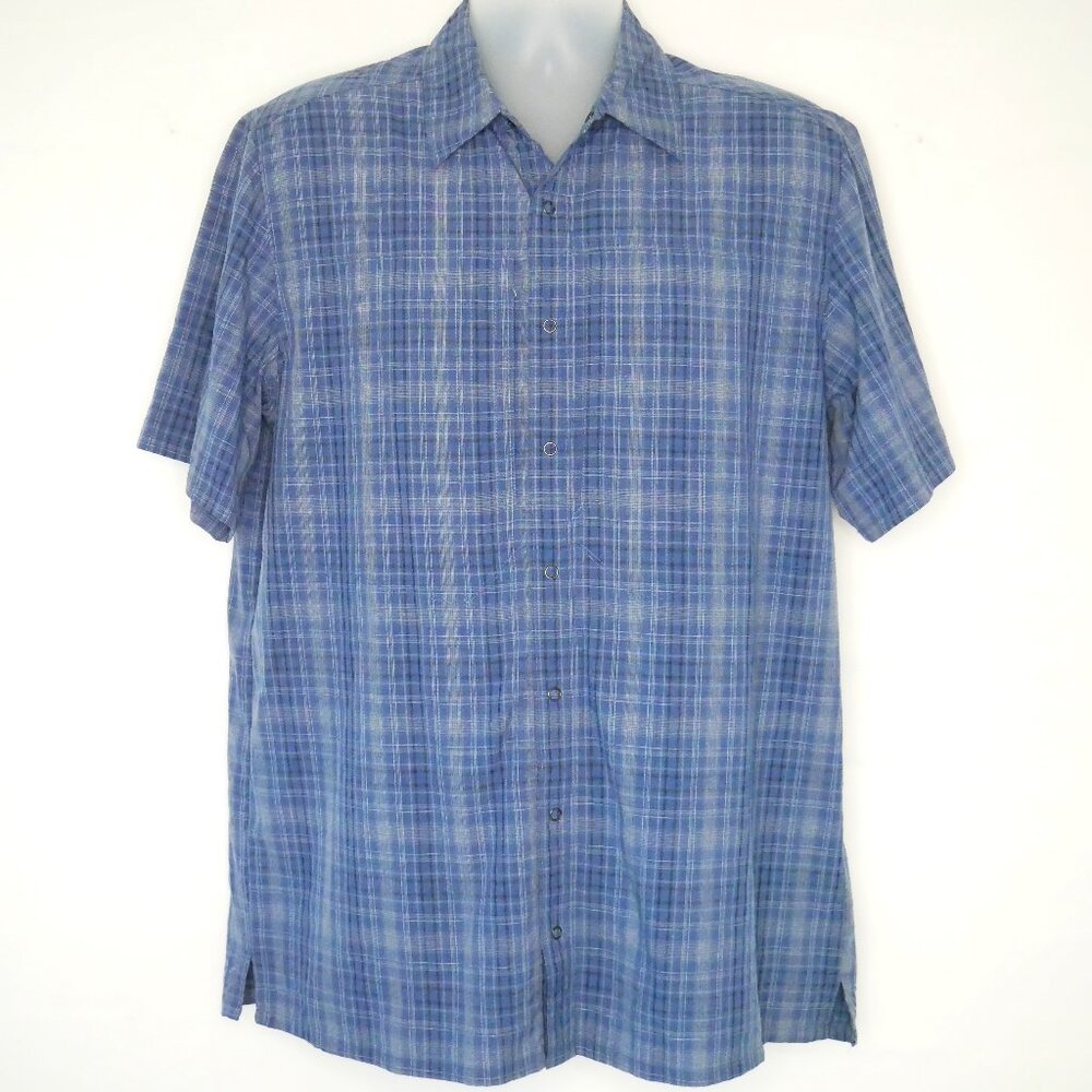 511 Tactical Men Med S/S Snap Button Up Zip Pocket Shirt Concealed Carry Blue
